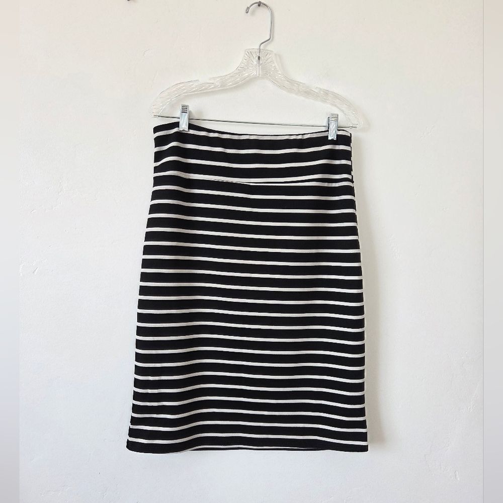 Agnes & Dora Striped Stretchy Pencil Midi Skirt Comfy Preppy Office Teacher XL